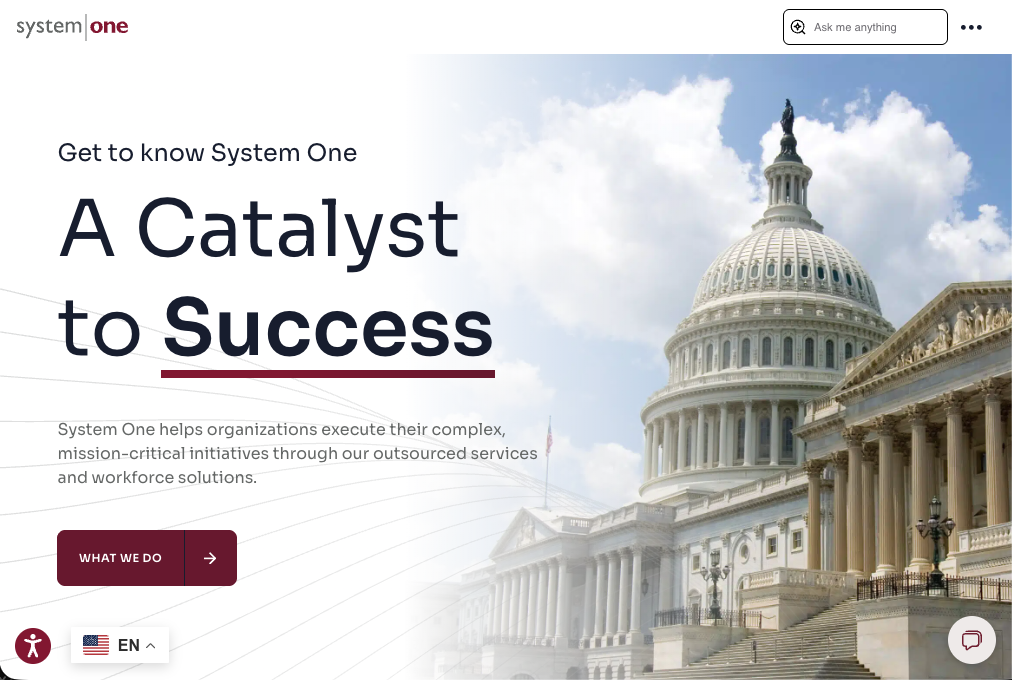 System One homepage with skilly guide on the job board